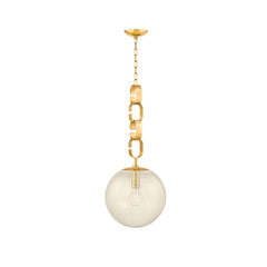 Nessa Pendant 30" Seeded Glass Orb Light Fixture in Vintage Brass with Adjustable Height by Corbett Lighting