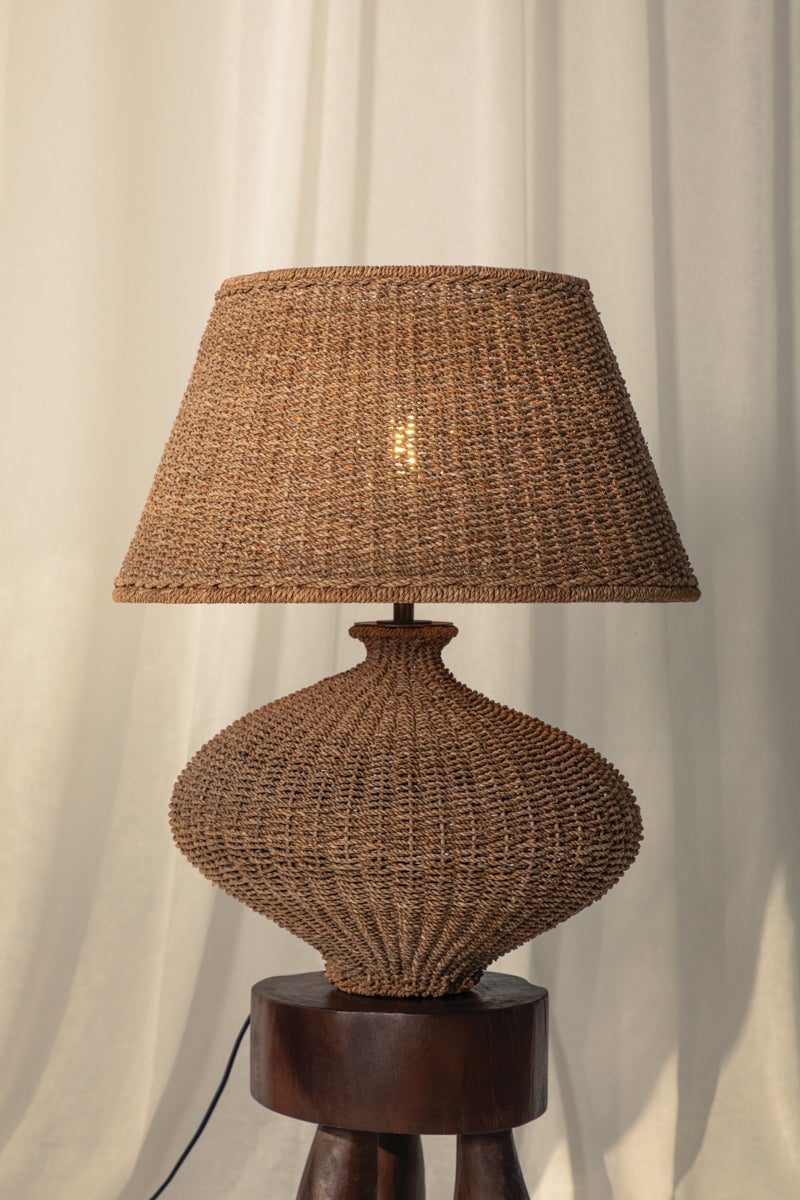 Nette Table Lamp With Dimmable Natural Abaca Shade And Patina Brass Finish By Troy Lighting