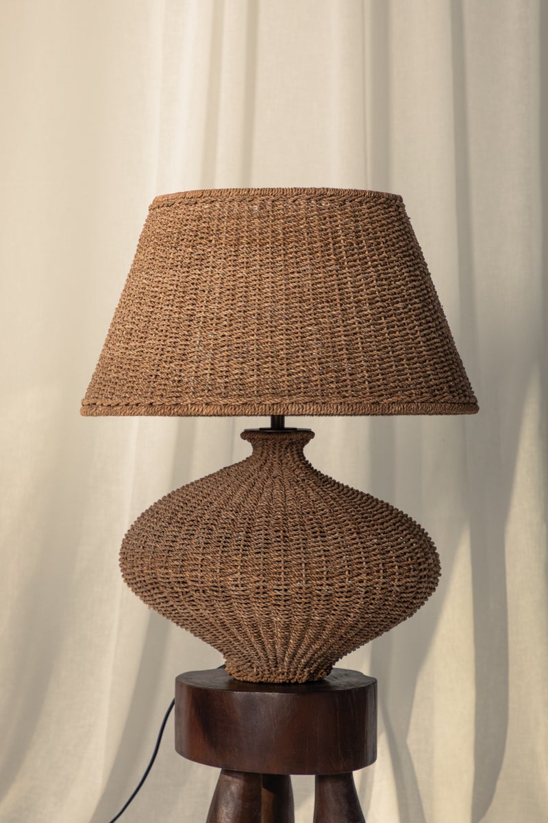 Nette Table Lamp With Dimmable Natural Abaca Shade And Patina Brass Finish By Troy Lighting