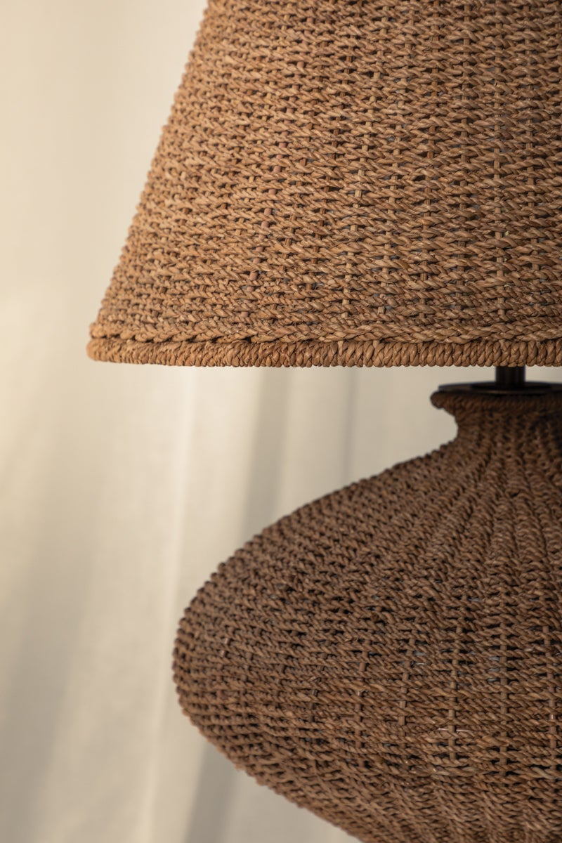Nette Table Lamp With Dimmable Natural Abaca Shade And Patina Brass Finish By Troy Lighting
