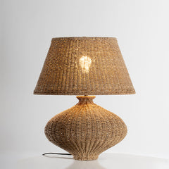 Nette Table Lamp With Dimmable Natural Abaca Shade And Patina Brass Finish By Troy Lighting