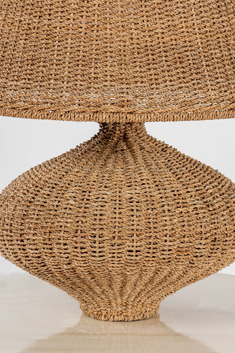 Nette Table Lamp With Dimmable Natural Abaca Shade And Patina Brass Finish By Troy Lighting