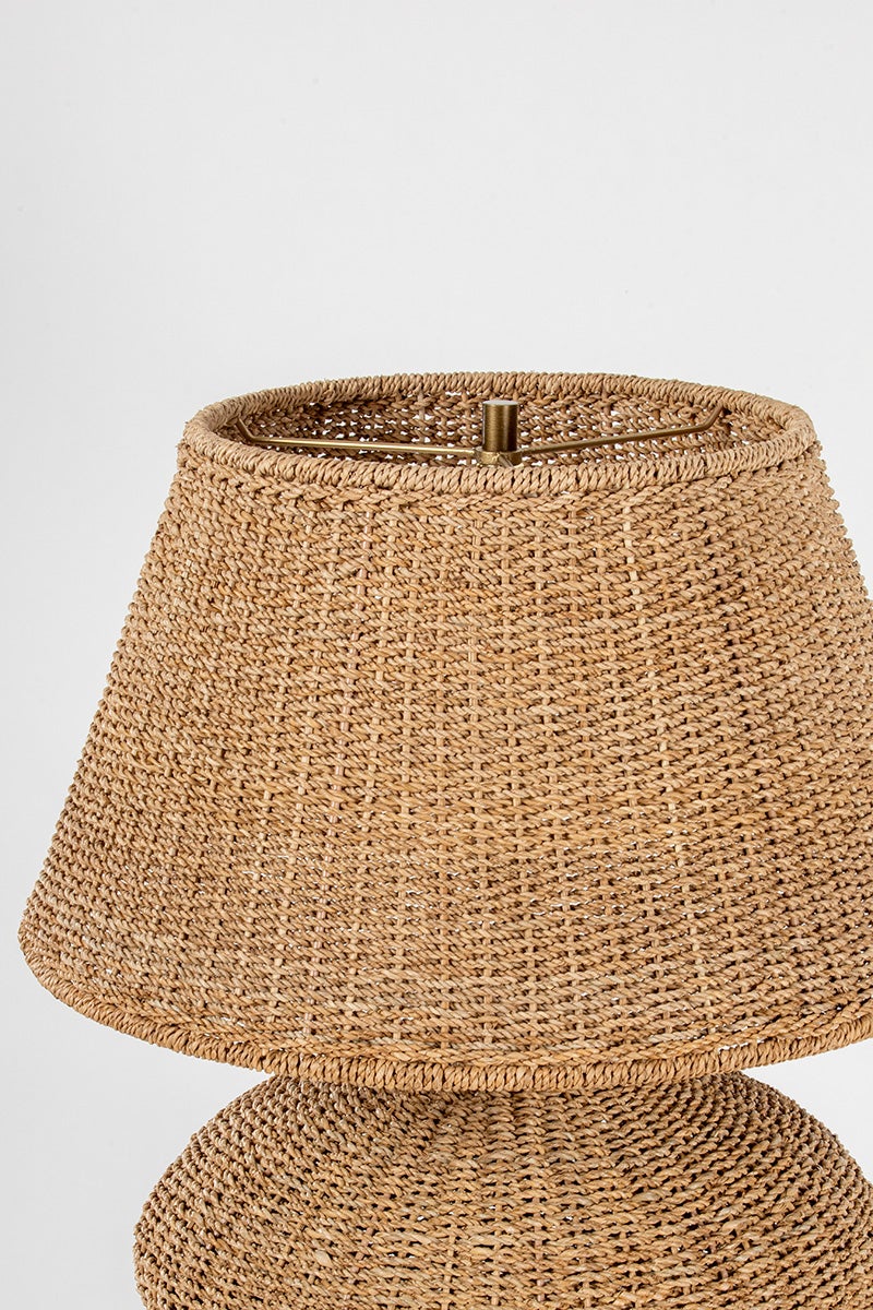 Nette Table Lamp With Dimmable Natural Abaca Shade And Patina Brass Finish By Troy Lighting