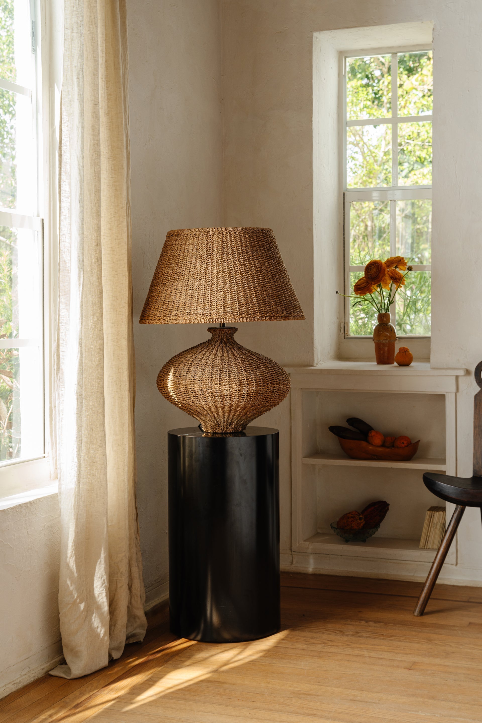 Nette Table Lamp With Dimmable Natural Abaca Shade And Patina Brass Finish By Troy Lighting