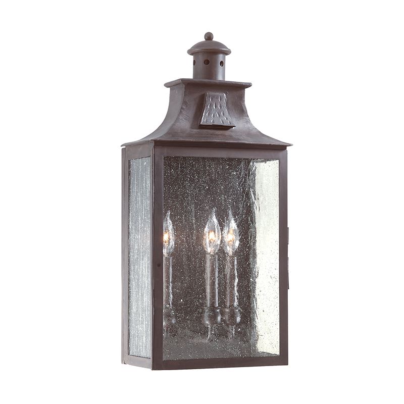Newton Large Outdoor Wall Sconce, Elegant Off-Black Finish with Clear Seeded Glass Shade, UL Wet Rated