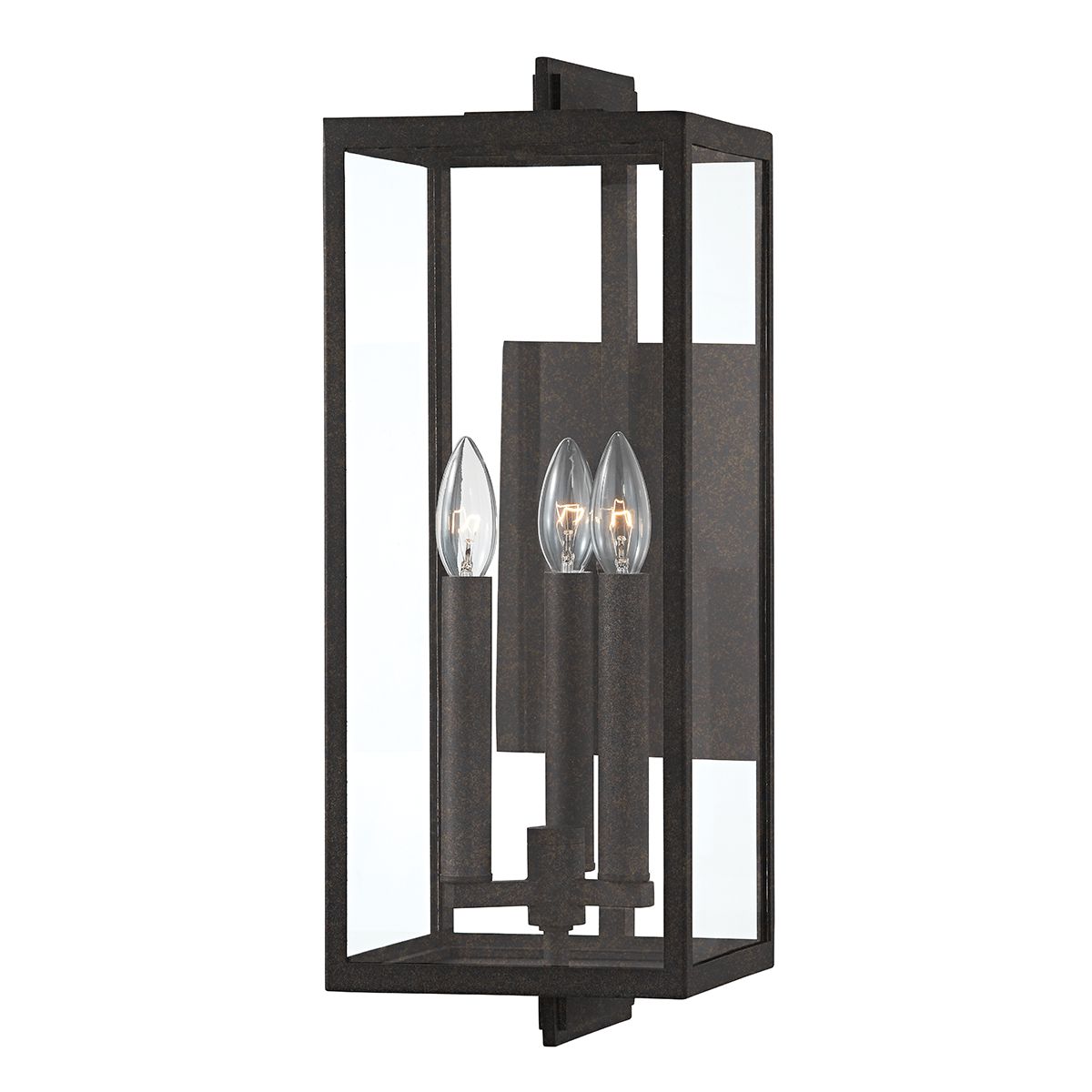 Nico Large 3-Light Outdoor Wall Sconce in French Iron Finish with Dimmable Feature by Troy Lighting