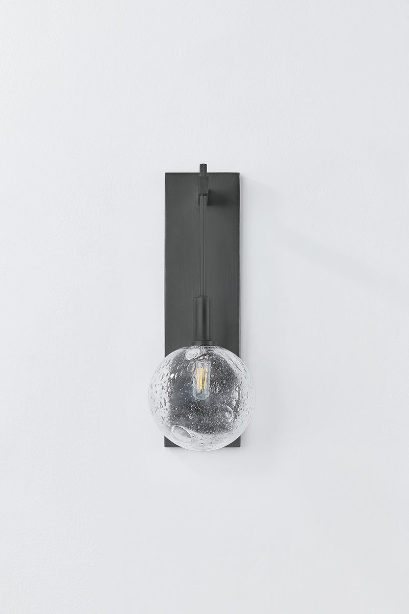 Onteora Sconce by Hudson Valley Lighting - Dimmable 1-Light Wall Light with Clear Seeded Glass Shade