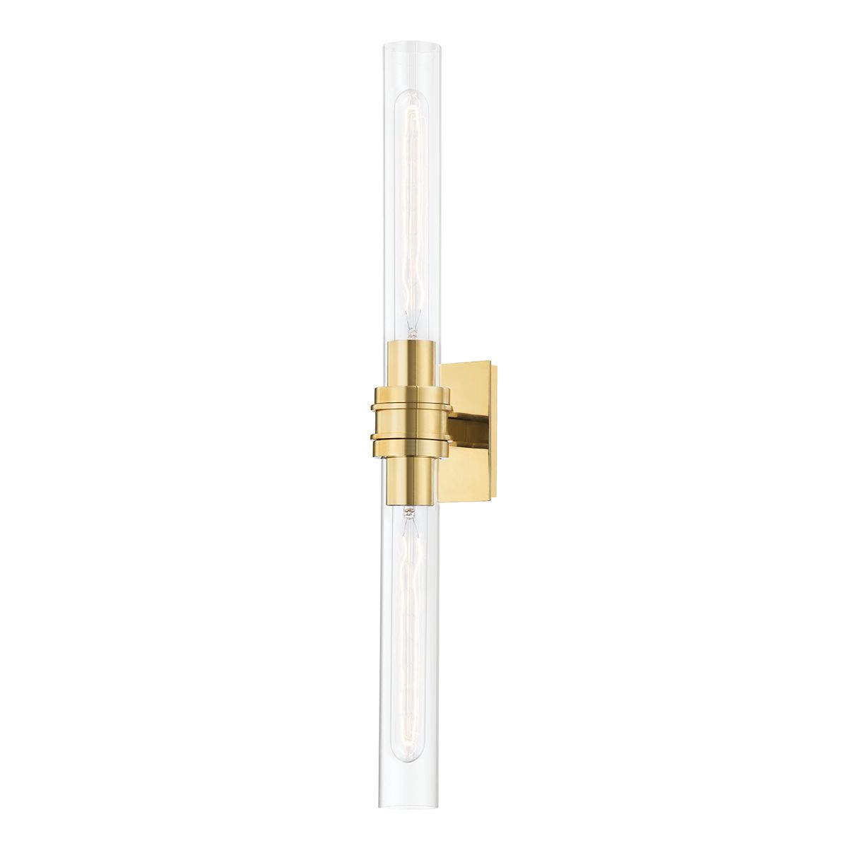 Oakfield Sconce 24" Wall Light by Hudson Valley Lighting - Dimmable, Clear Glass & Aged Brass/Nickel