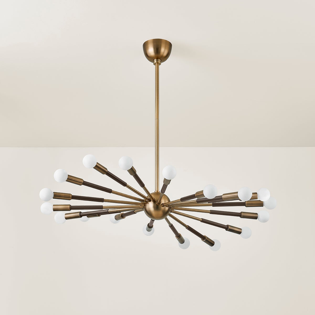 Obie Chandelier by Troy Lighting - 18 Lights, Dimmable, Mid-Century Modern, Patina Brass & Bronze Finish