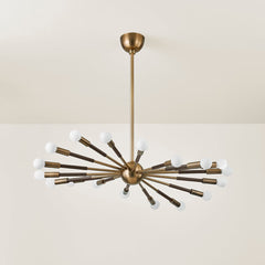 Obie Chandelier by Troy Lighting - 18 Lights, Dimmable, Mid-Century Modern, Patina Brass & Bronze Finish