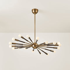 Obie Chandelier by Troy Lighting - 18 Lights, Dimmable, Mid-Century Modern, Patina Brass & Bronze Finish