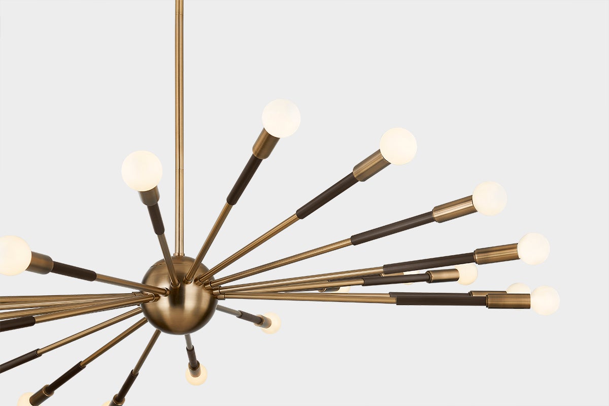 Obie 22-Light Large Chandelier by Troy Lighting in Patina Brass and Bronze, Dimmable, Elegant Design