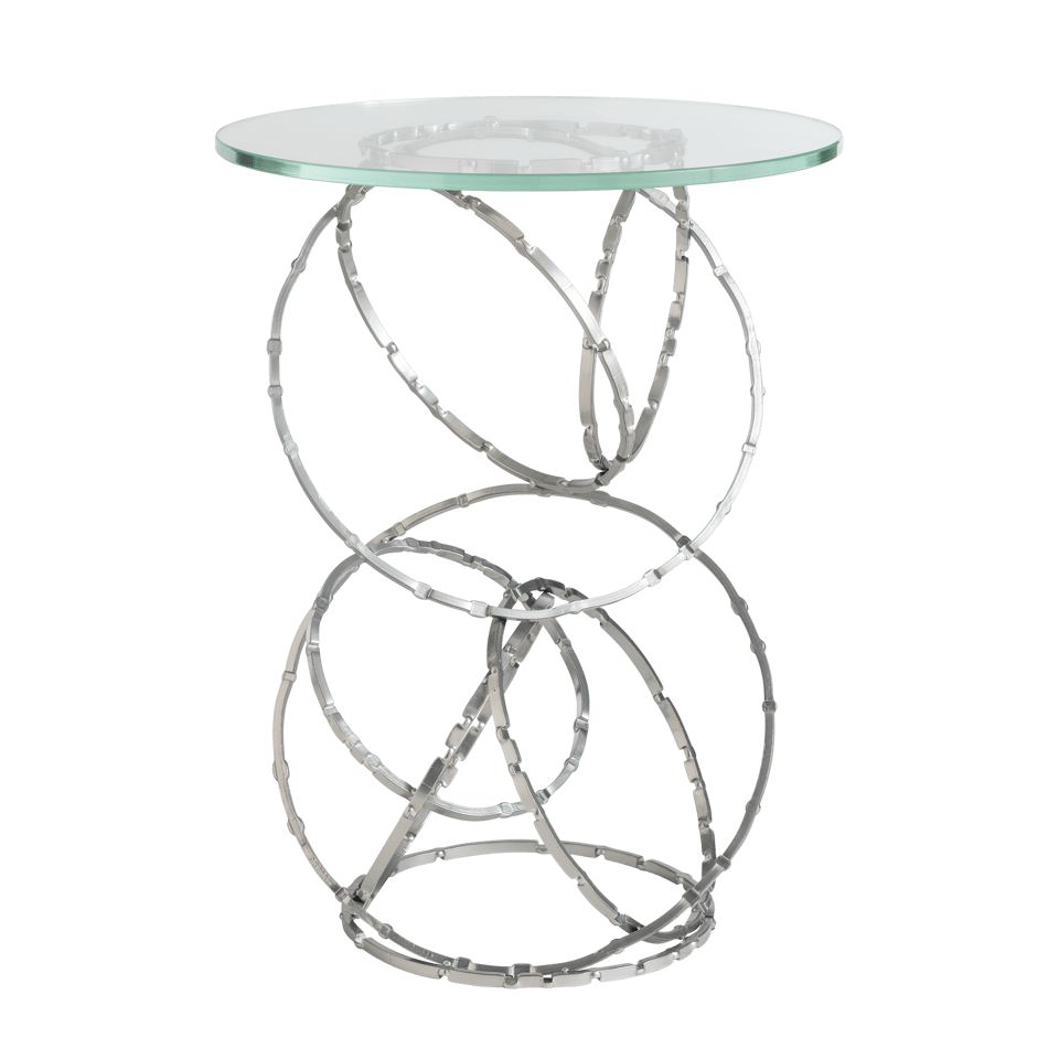 Olympus Glass Top Accent Table by Hubbardton Forge, Handcrafted Metal Base, Elegant Modern Design