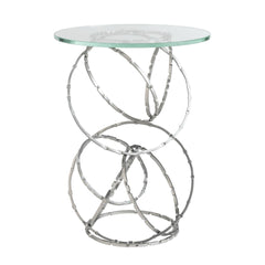 Olympus Glass Top Accent Table by Hubbardton Forge, Handcrafted Metal Base, Elegant Modern Design