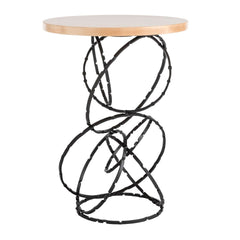 Olympus Wood Top Accent Table by Hubbardton Forge - Handcrafted Metal Base, Versatile Style, Multiple Finishes