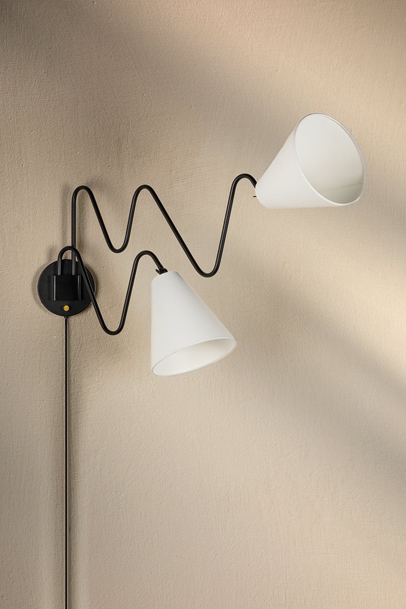 Mitzi Onda 2-Light Plug-In Wall Sconce with Playful Squiggly Arm Design and Dimmable Features