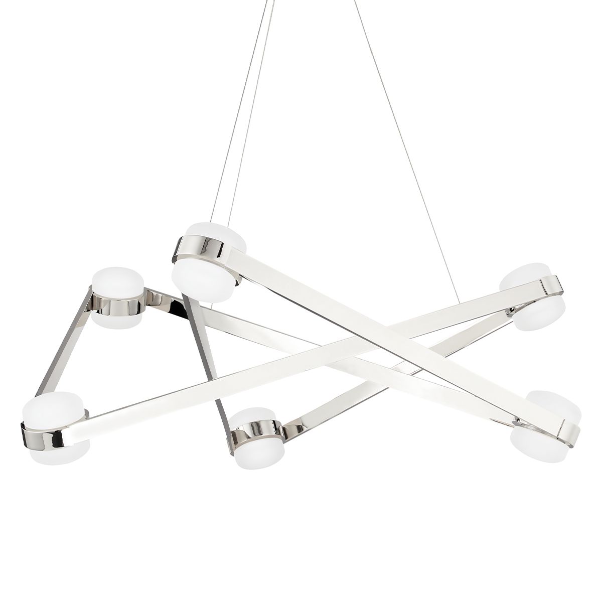 Hudson Valley Lighting 2738 Orbit 6-Light Chandelier, Dimmable, Opal Glass, Aged Brass or Polished Nickel