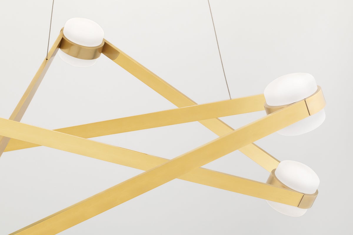 Hudson Valley Lighting 2738 Orbit 6-Light Chandelier, Dimmable, Opal Glass, Aged Brass or Polished Nickel