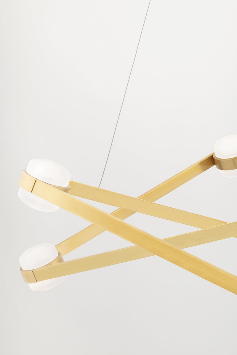 Hudson Valley Lighting 2738 Orbit 6-Light Chandelier, Dimmable, Opal Glass, Aged Brass or Polished Nickel