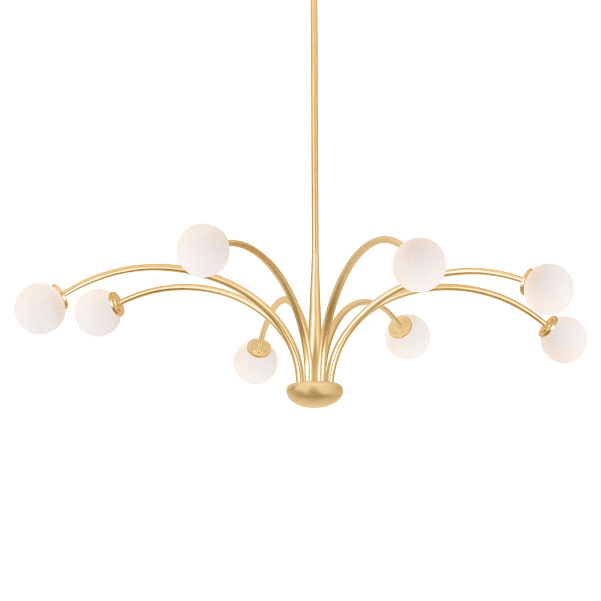 Orinda 8-Light Chandelier by Troy Lighting - Opal Glass Orbs, Vintage Gold Leaf Finish, Adjustable Height