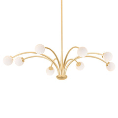 Orinda 8-Light Chandelier by Troy Lighting - Opal Glass Orbs, Vintage Gold Leaf Finish, Adjustable Height