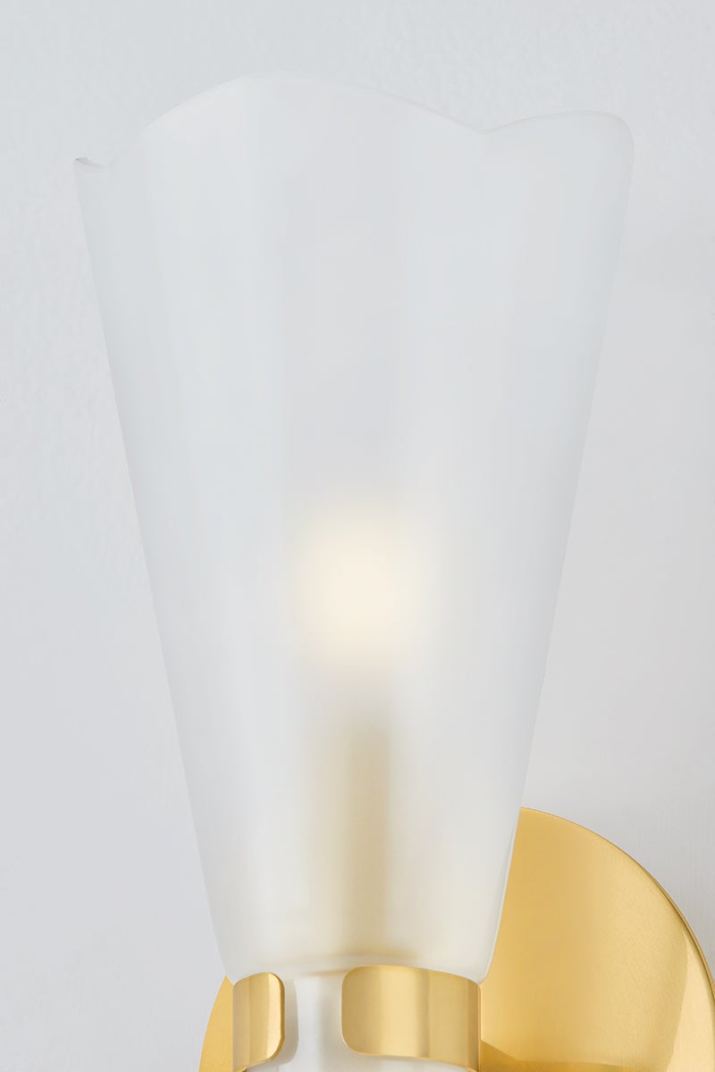 Pine Isle Wall Sconce by Hudson Valley Lighting - Dimmable 1-Light Fixture with Etched Glass Shade