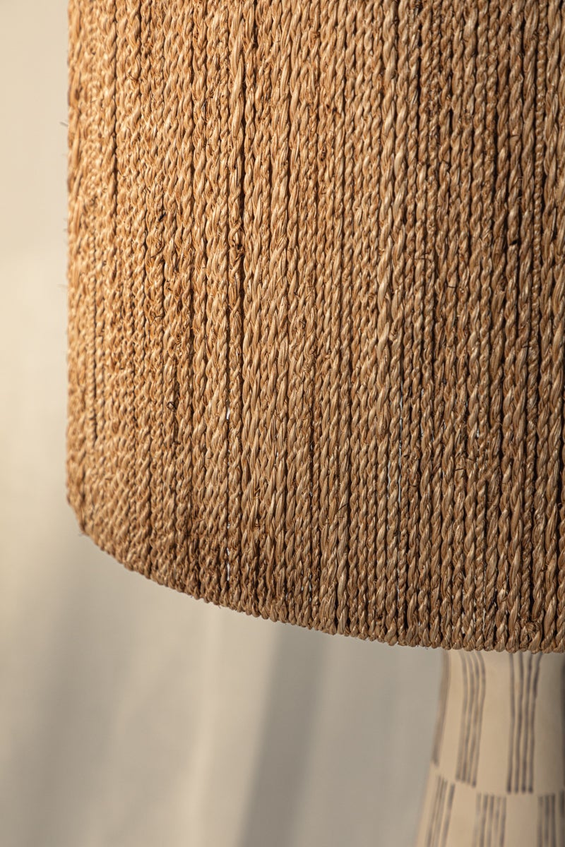 Palma Table Lamp 30" Tall by Troy Lighting - Textured Ceramic Base, Dimmable, Natural String Shade