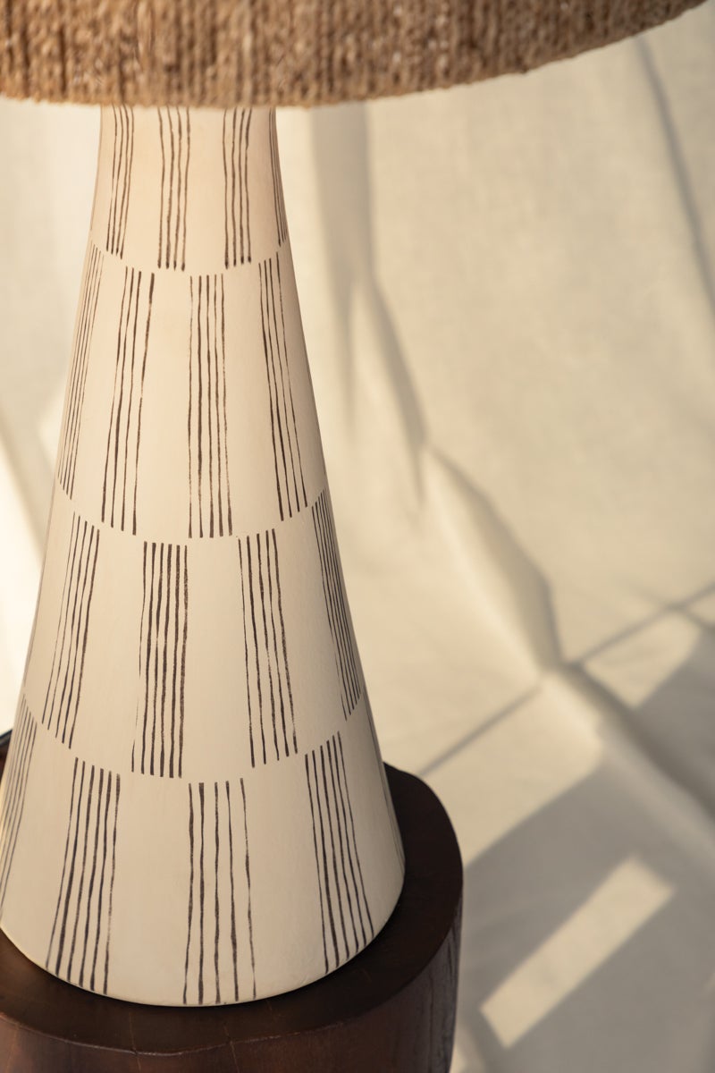 Palma Table Lamp 30" Tall by Troy Lighting - Textured Ceramic Base, Dimmable, Natural String Shade