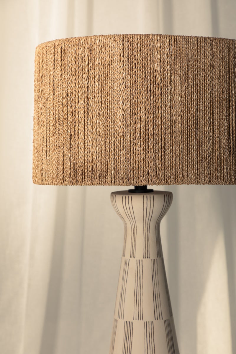 Palma Table Lamp 30" Tall by Troy Lighting - Textured Ceramic Base, Dimmable, Natural String Shade