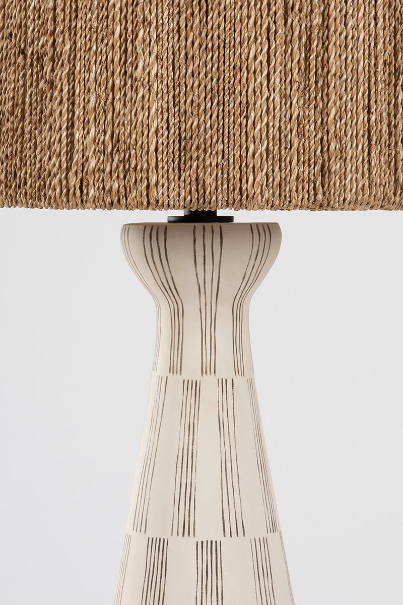 Palma Table Lamp 30" Tall by Troy Lighting - Textured Ceramic Base, Dimmable, Natural String Shade