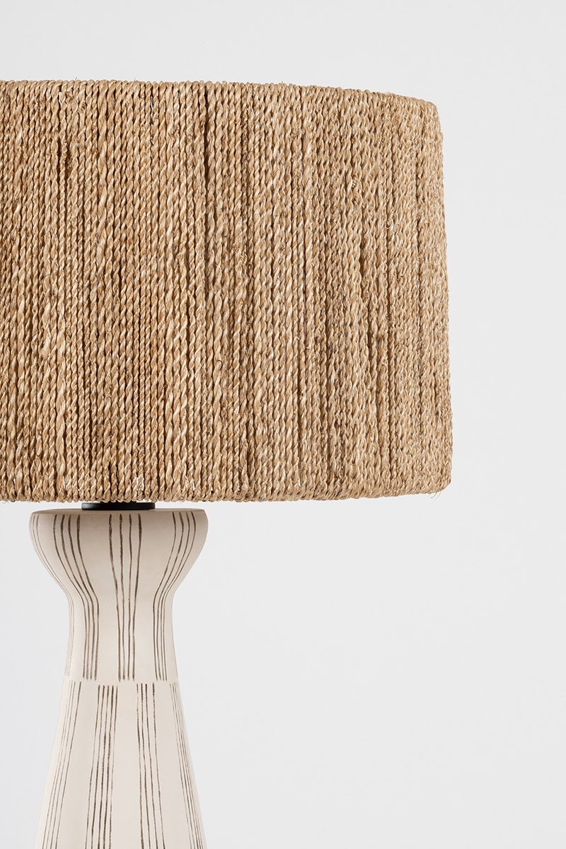 Palma Table Lamp 30" Tall by Troy Lighting - Textured Ceramic Base, Dimmable, Natural String Shade