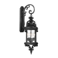 Pamplona 30.25" Large Outdoor Wall Sconce by Troy Lighting with Soft Off Black Finish & Clear Seeded Glass