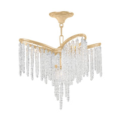 Pandora Chandelier by Corbett Lighting – Vintage Gold Leaf Design, 5 Light, Dimmable, Crystal Elegance
