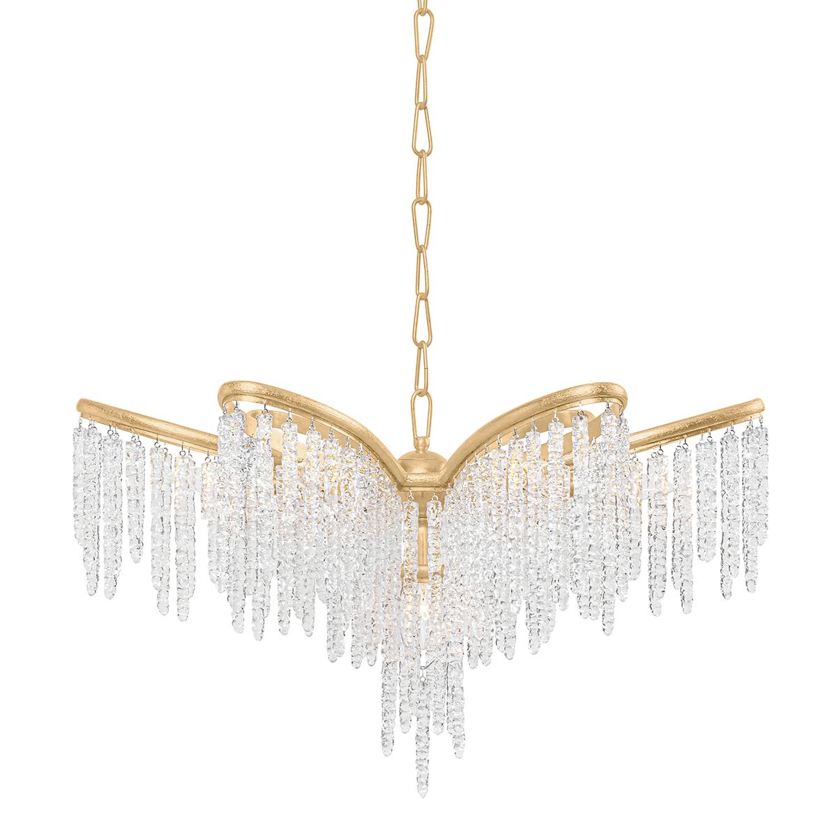 Pandora Medium Chandelier 415-32-GL by Corbett Lighting with Vintage Gold Leaf & Crystal Design