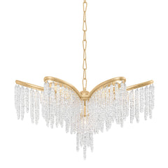 Pandora Medium Chandelier 415-32-GL by Corbett Lighting with Vintage Gold Leaf & Crystal Design