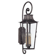 Troy Lighting Parisian Square Large Outdoor Wall Sconce 34.5" Aged Pewter Weather-Resistant Dimmable Light