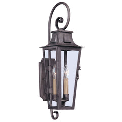 Parisian Square Medium Outdoor Wall Sconce by Troy Lighting, Aged Pewter, Dimmable, UL Wet Rated, 24" Tall