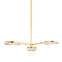 Patras Chandelier 3-Light by Corbett Lighting in Burnished Nickel & Vintage Brass, Adjustable Height, UL Damp Rated
