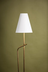 Pearce Floor Lamp 64" by Troy Lighting with Dimmable Off-White Linen Shade & Patina Brass Finish