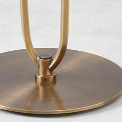 Pearce Floor Lamp 64" by Troy Lighting with Dimmable Off-White Linen Shade & Patina Brass Finish
