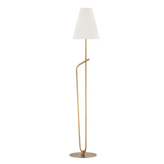 Pearce Floor Lamp 64" by Troy Lighting with Dimmable Off-White Linen Shade & Patina Brass Finish
