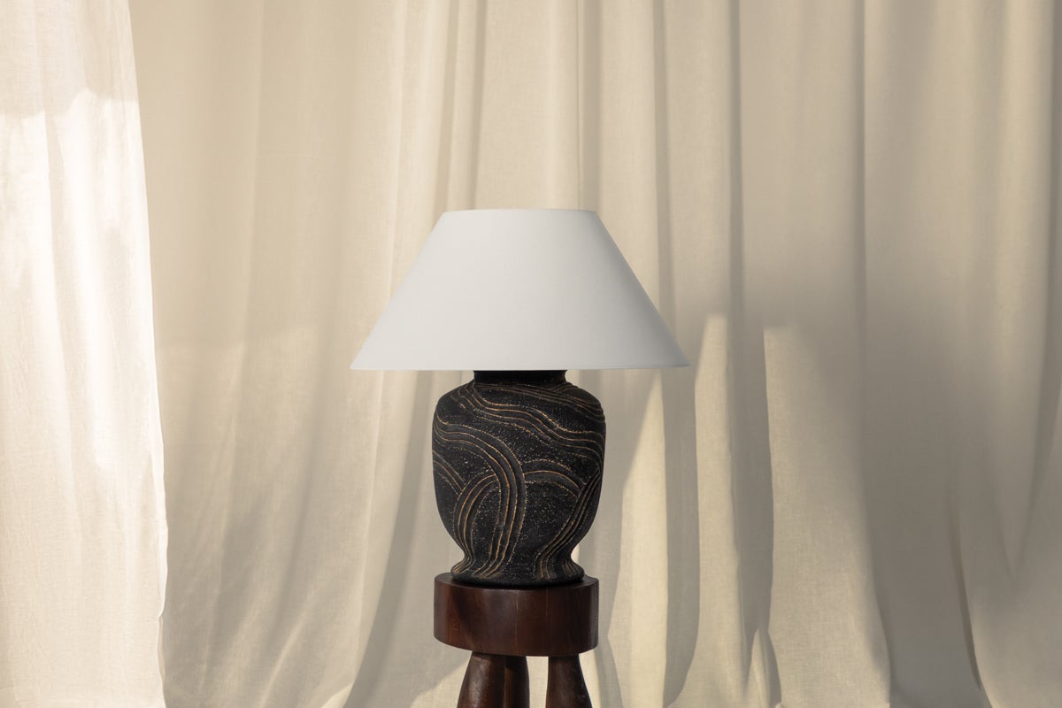 Pecola Table Lamp by Troy Lighting PTL2424-PBR/CAN with Dimmable Feature and Folk Art Etchings