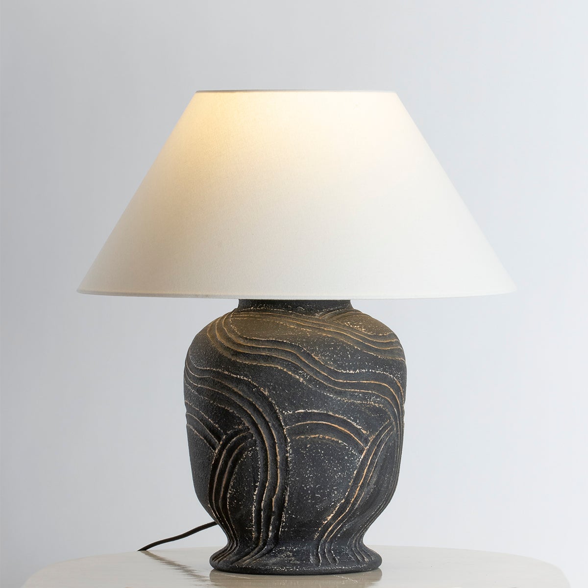 Pecola Table Lamp by Troy Lighting PTL2424-PBR/CAN with Dimmable Feature and Folk Art Etchings