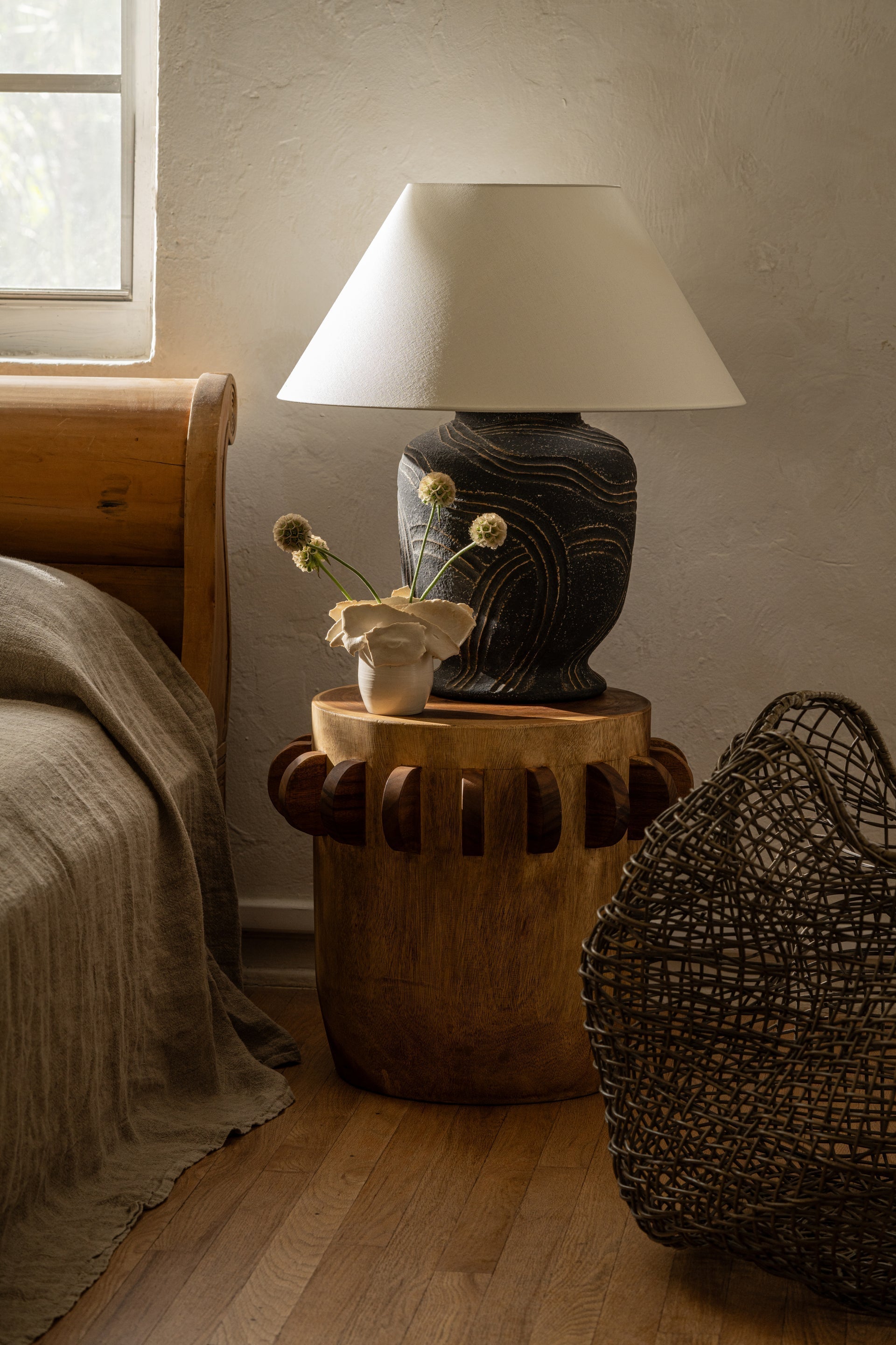 Pecola Table Lamp by Troy Lighting PTL2424-PBR/CAN with Dimmable Feature and Folk Art Etchings