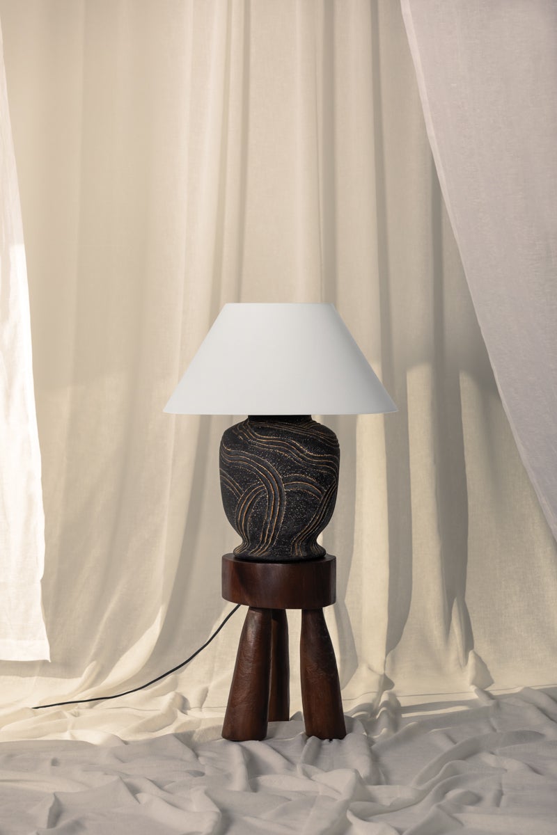 Pecola Table Lamp by Troy Lighting PTL2424-PBR/CAN with Dimmable Feature and Folk Art Etchings