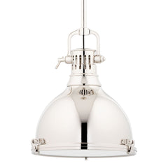 Pelham Large Pendant Light by Hudson Valley Lighting, 16.75" H, Adjustable Height, Dimmable, Aged Brass or Polished Nickel Finish
