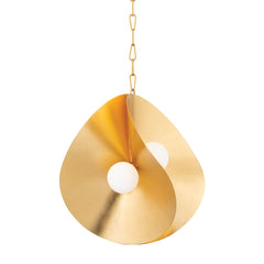 Peony Medium Pendant Light by Corbett Lighting – Gold Leaf Finish, Opal Glass Shade, Adjustable Height 29"-98.25