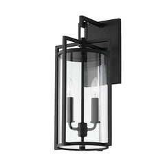Percy Medium Outdoor Wall Sconce - Contemporary Design, Clear Glass, UL Wet Rated, Dimmable, Black Finish