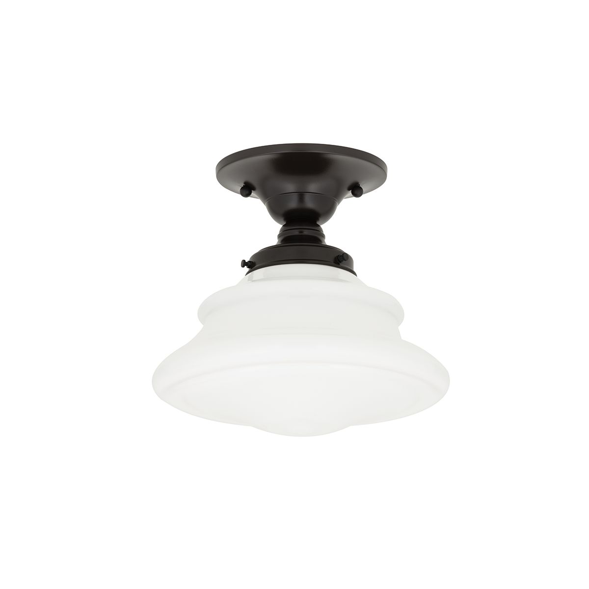 Petersburg 1-Light Semi-Flush Ceiling Light, Old Bronze Finish, Mouth-Blown Opal Glass Shade