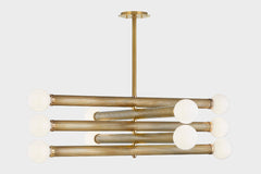 Pienza Chandelier by Corbett Lighting with 10 Lights, Adjustable Height & Dimmable Options, Vintage Brass